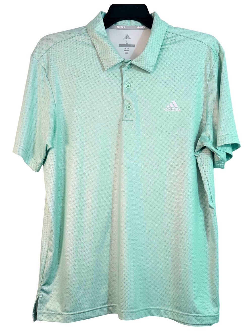 Adidas Golf Performance Polo Shirt Mint Green Micro Dot Large